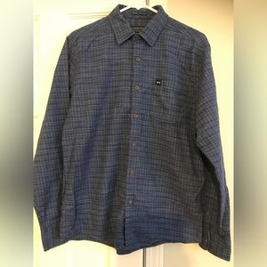 Like new, Flannel Keeler Fish Hippie shirt, Medium, blue plaid, Button-down